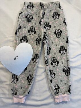 Disney - Grey and Pink Minnie Mouse Plush/Fleece Pajama Pants